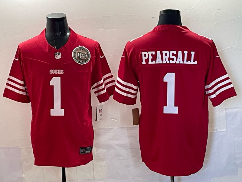 Men 2025 San Francisco 49ers #1 Pearsall red 3th generation Nike Limited NFL Jersey style  0018